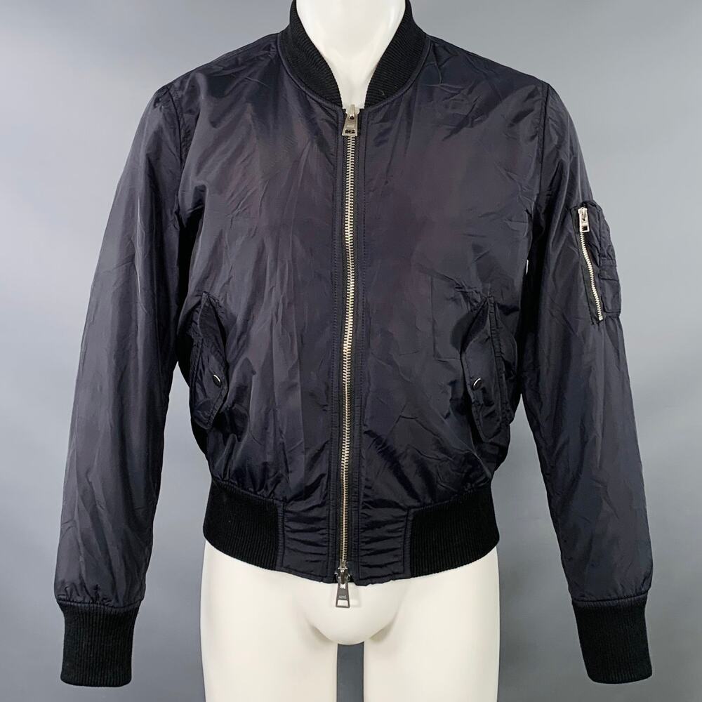 AMI by ALEXANDRE MATTIUSSI Size S Navy Polyamide Bomber Jacket